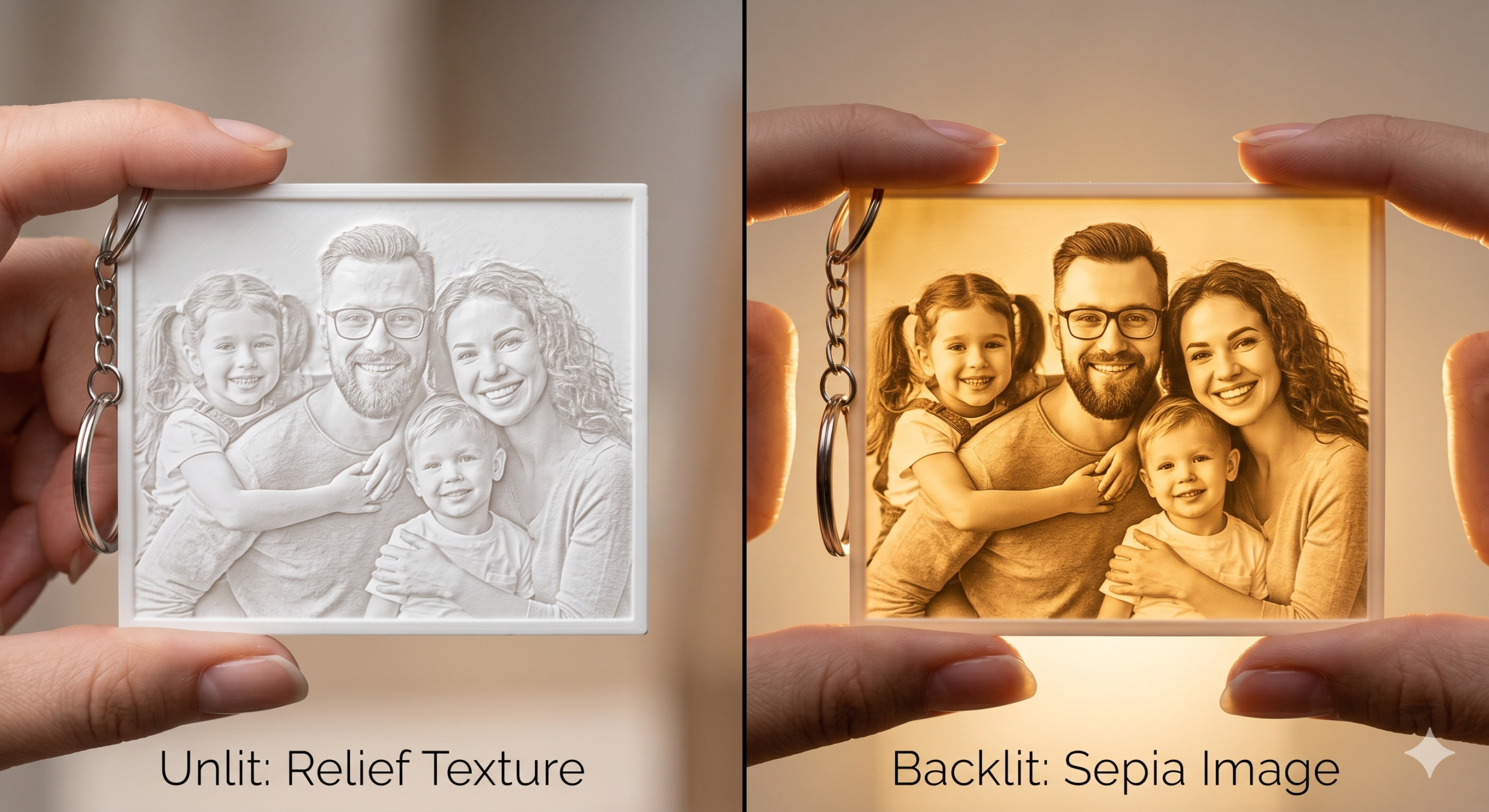lithophane rectangle key chain