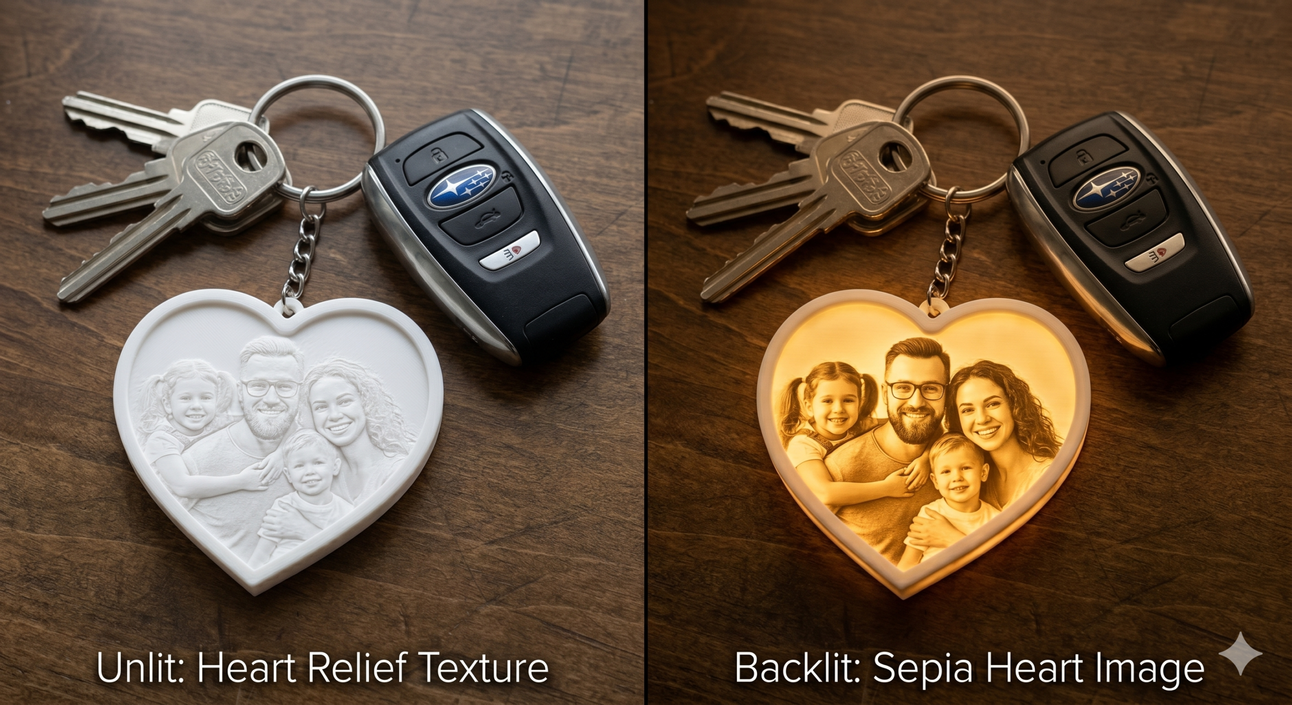 heart shap lithophane keychain